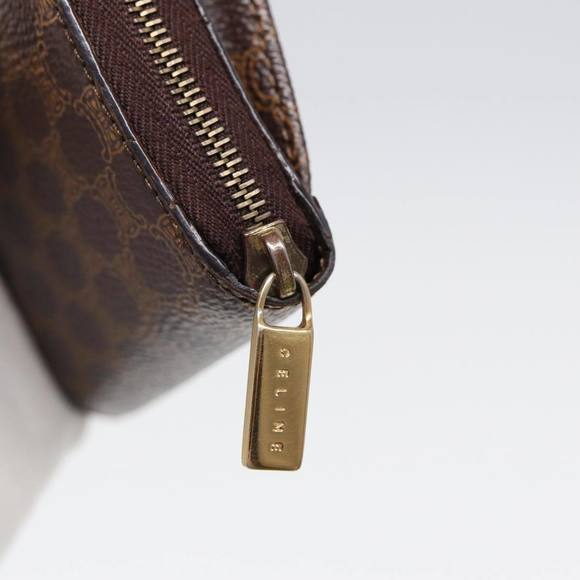 CELINE Macadam Canvas Shoulder Wallet PVC Leather Gold Brown Auth 87855 - Picture 8 of 16